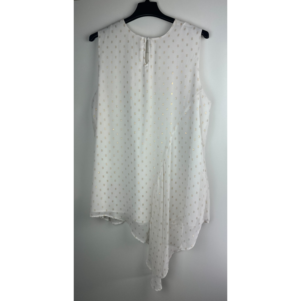 Melissa McCarthy Sleeveless Tunic Top Overlay Blouse White Gold Plus Size 3X - Picture 14 of 16